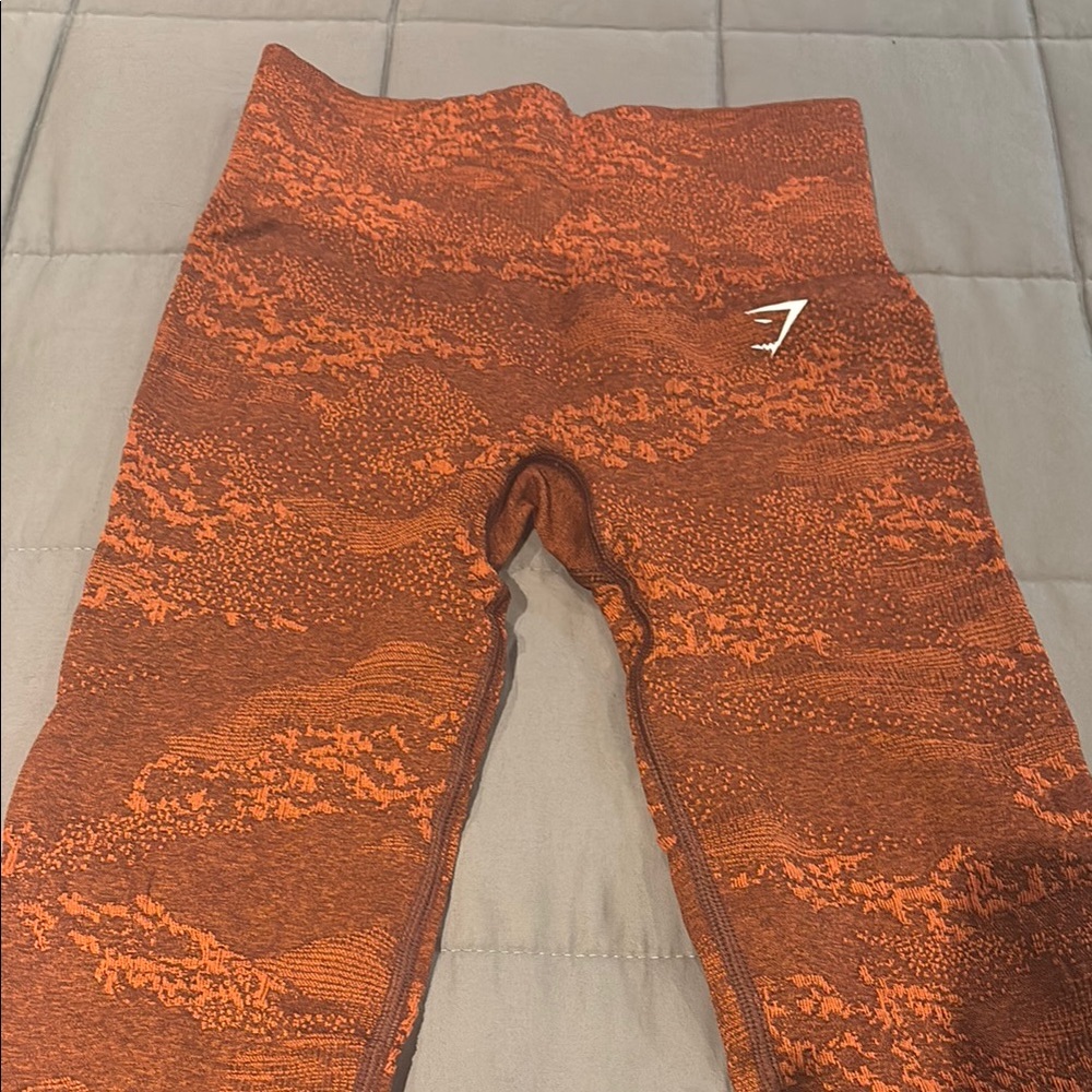 Gymshark Vibrant Orange Leggings with Textured Design